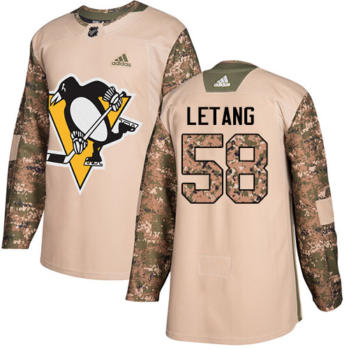 Adidas Penguins #58 Kris Letang Camo Authentic Veterans Day Stitched NHL Jersey